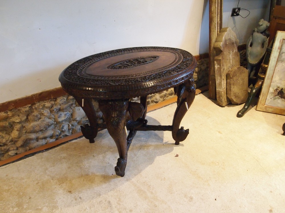 Table hall side lamp Padouk Elephant table c1900 View II