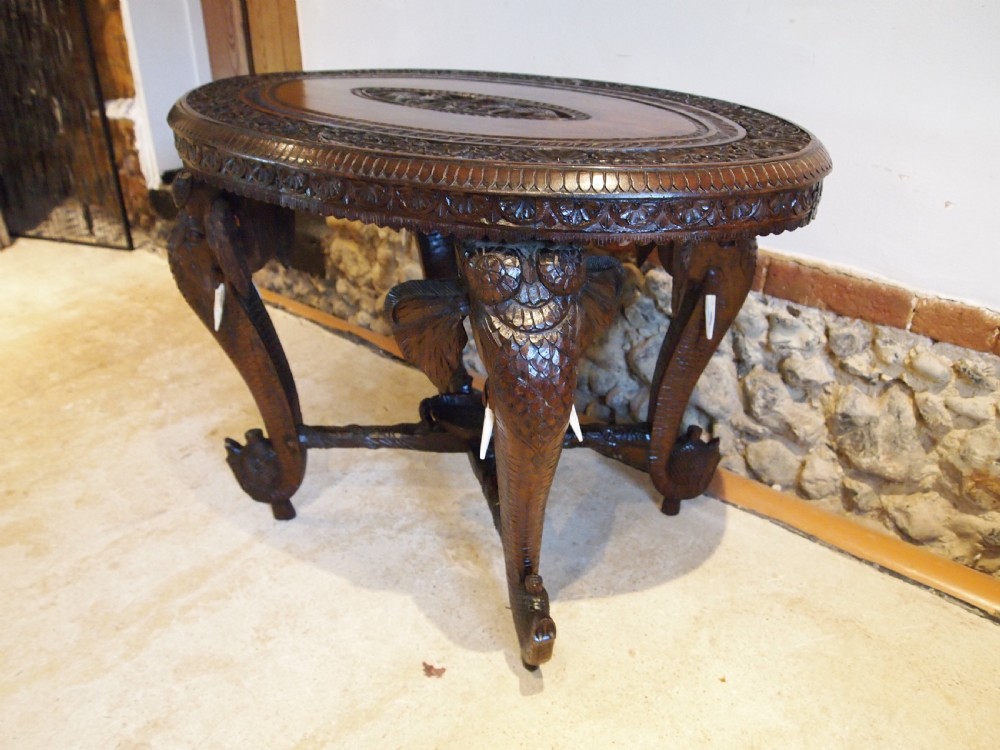 Table hall side lamp Padouk Elephant table c1900 View VII