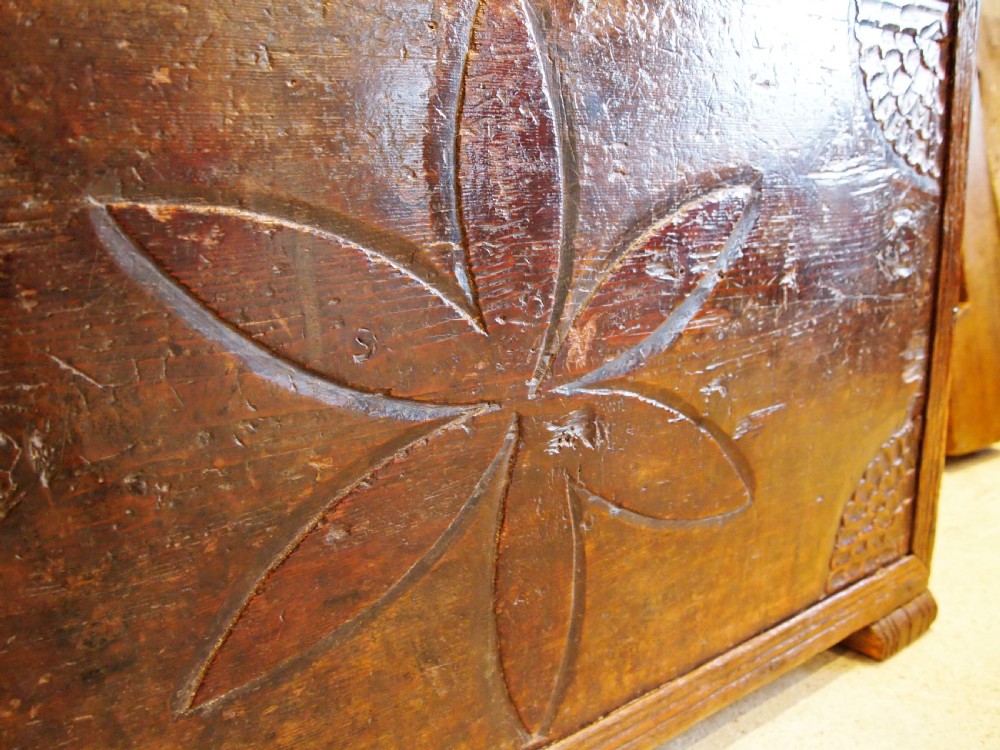 Chest very rare 17th Century Pine coffer c1690 View II