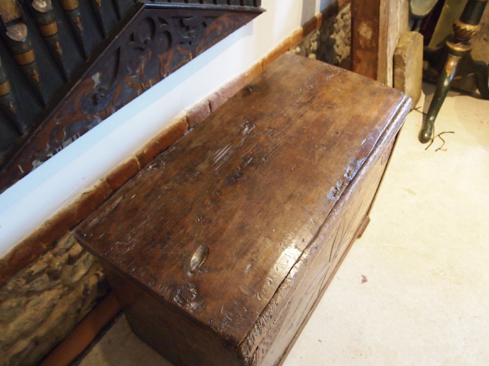 Chest very rare 17th Century Pine coffer c1690 View IX