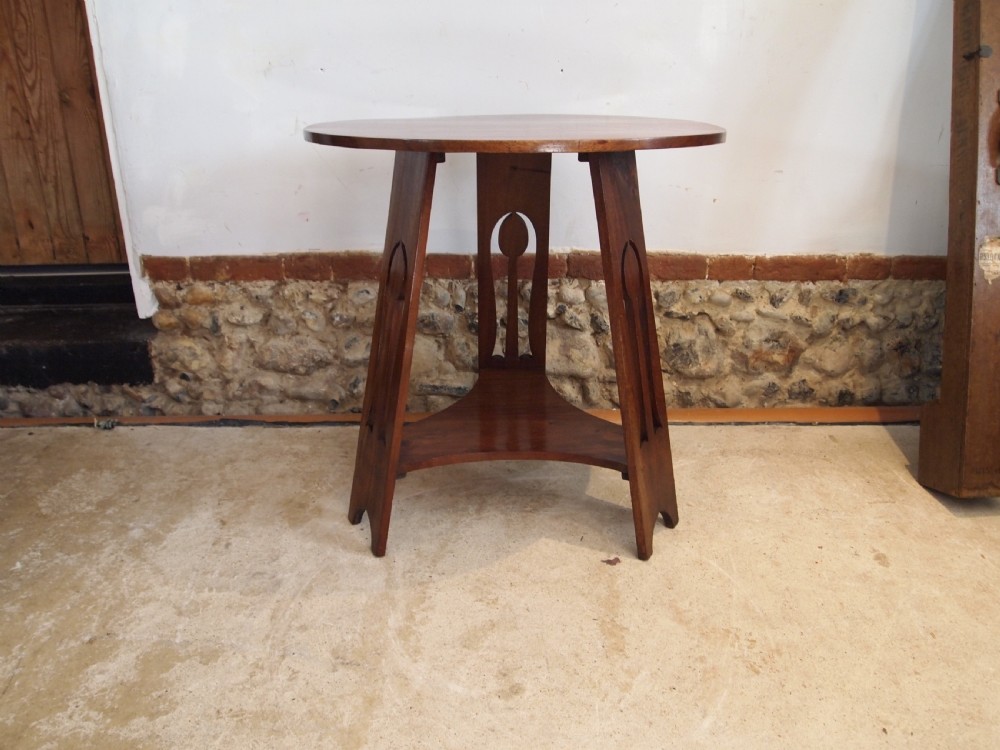 Table rare Arts and Crafts Walnut hall lamp side c1900