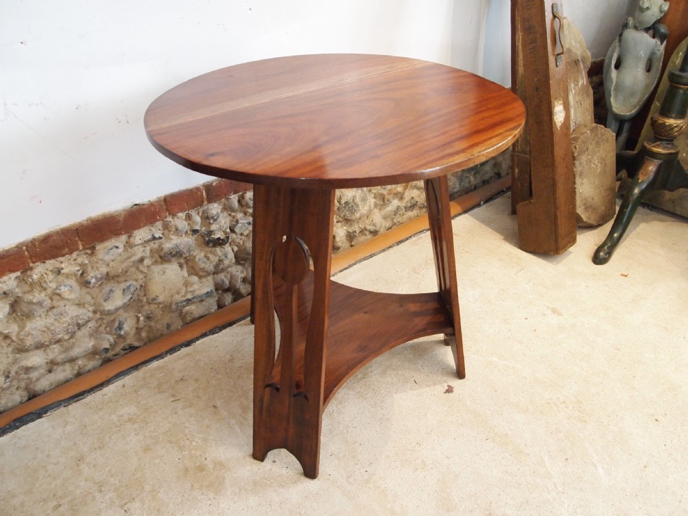 Table rare Arts and Crafts Walnut hall lamp side c1900 View II
