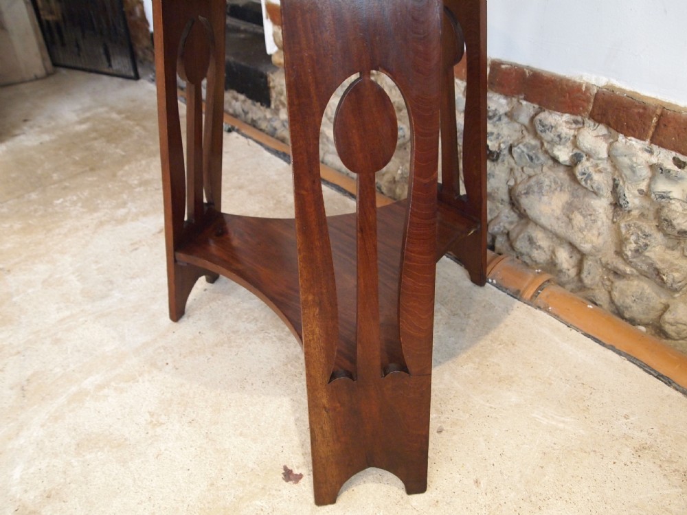 Table rare Arts and Crafts Walnut hall lamp side c1900 View III