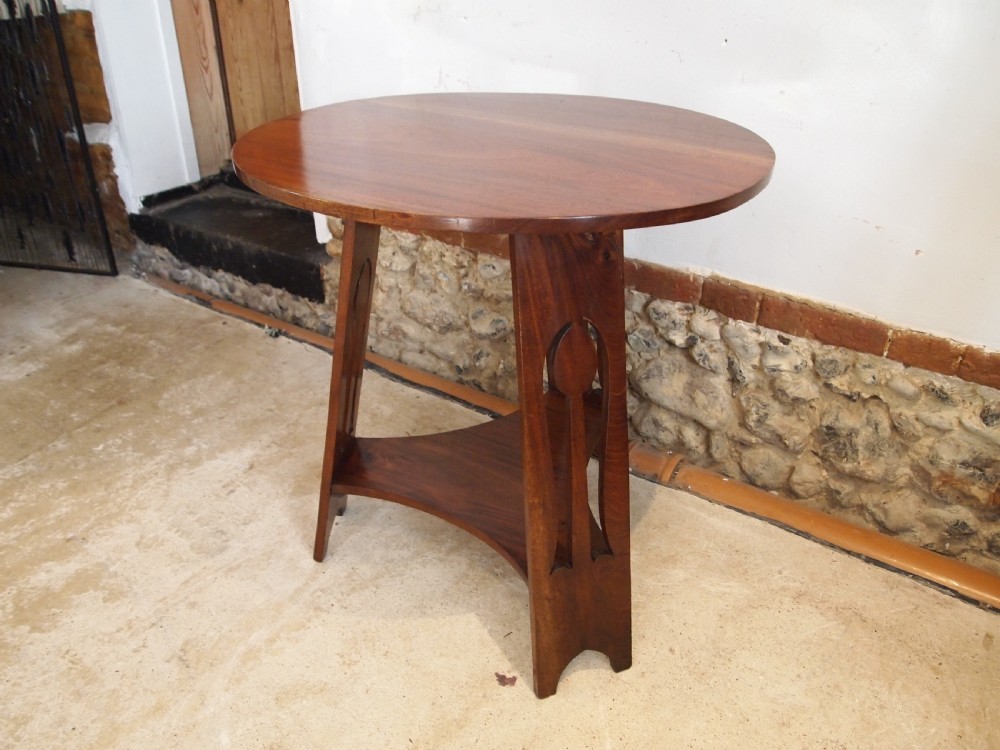 Table rare Arts and Crafts Walnut hall lamp side c1900 View V