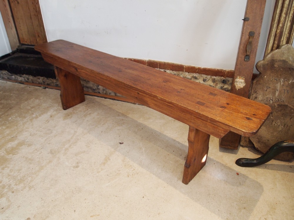 Bench refectory Victorian Pine settle pew c1890