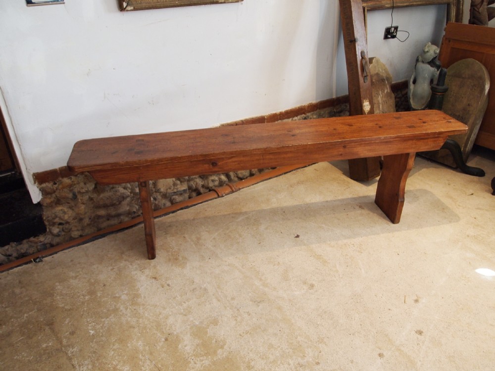 Bench refectory Victorian Pine settle pew c1890 View III