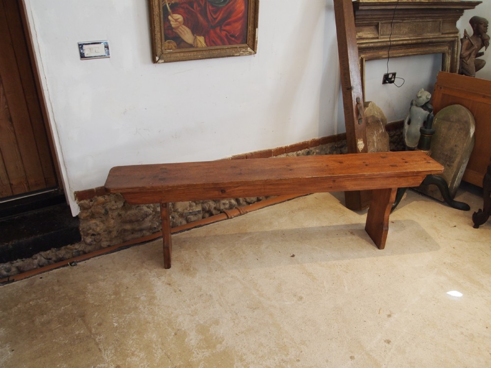 Bench refectory Victorian Pine settle pew c1890 View V