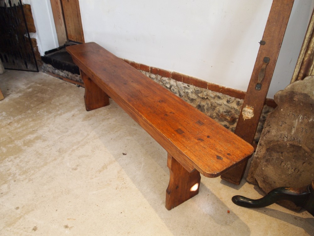 Bench refectory Victorian Pine settle pew c1890 View VI