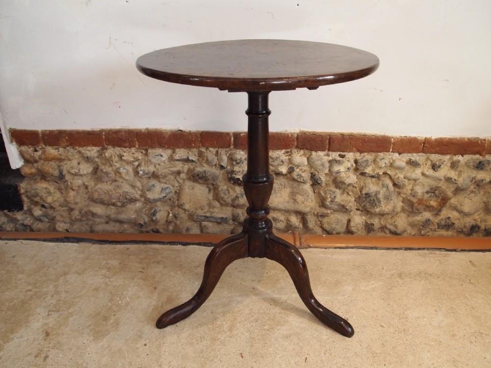Table very rare Burr Oak George III wine tilt top lamp hall c1770 View XI