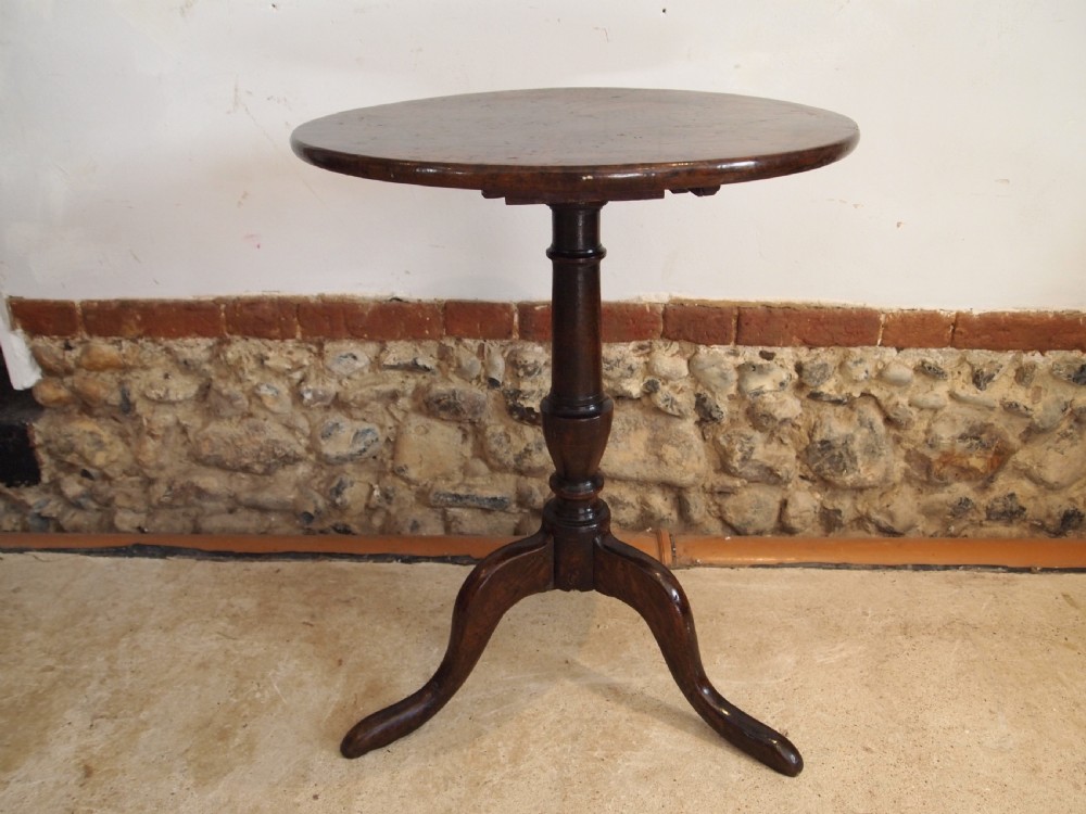 Table very rare Burr Oak George III wine tilt top lamp hall c1770 View XIII