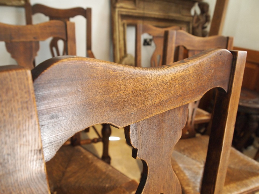 Chairs rare set of 8 solid Ash Edwardian dining chairs c1900 View II