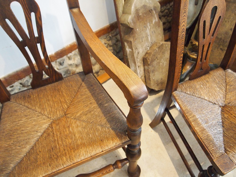 Chairs rare set of 8 solid Ash Edwardian dining chairs c1900 View IV