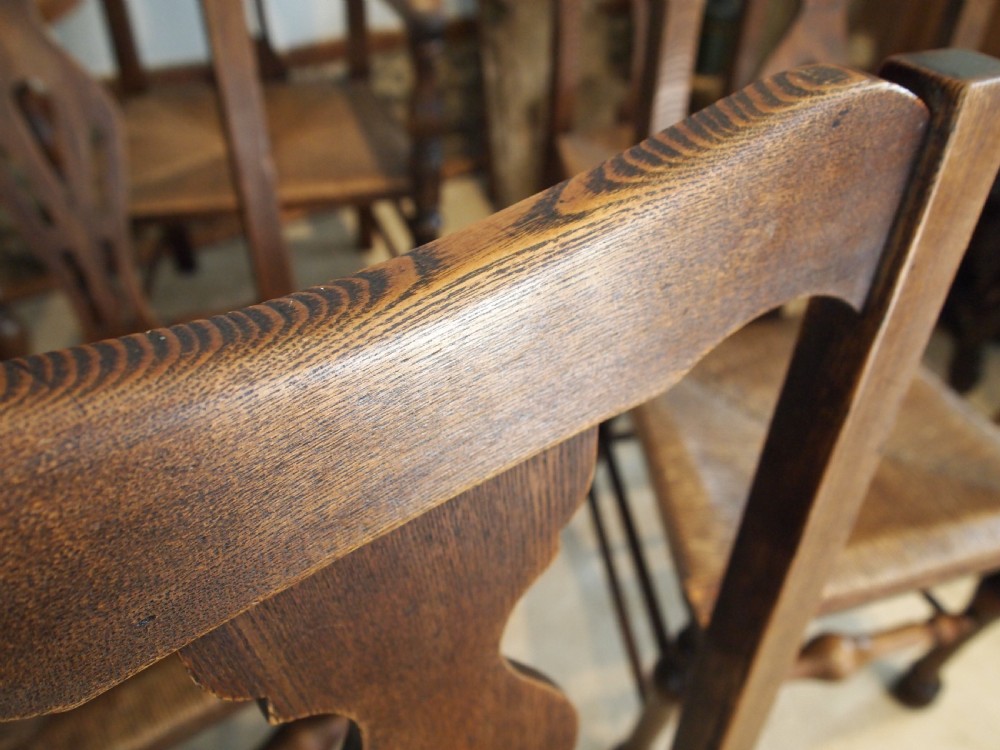 Chairs rare set of 8 solid Ash Edwardian dining chairs c1900 View VII