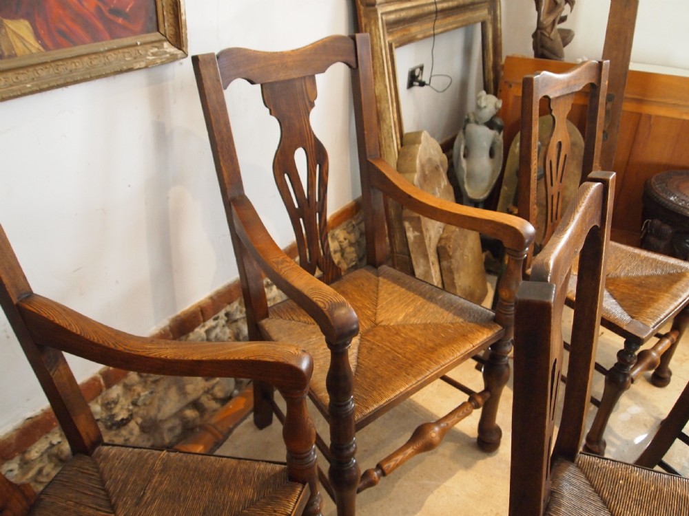 Chairs rare set of 8 solid Ash Edwardian dining chairs c1900 View VIII