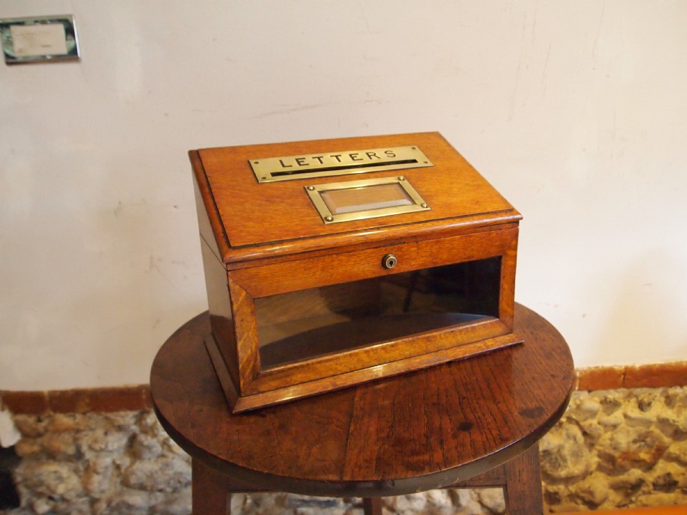 Rare Victorian letter box J C Vickery London Oak c1890