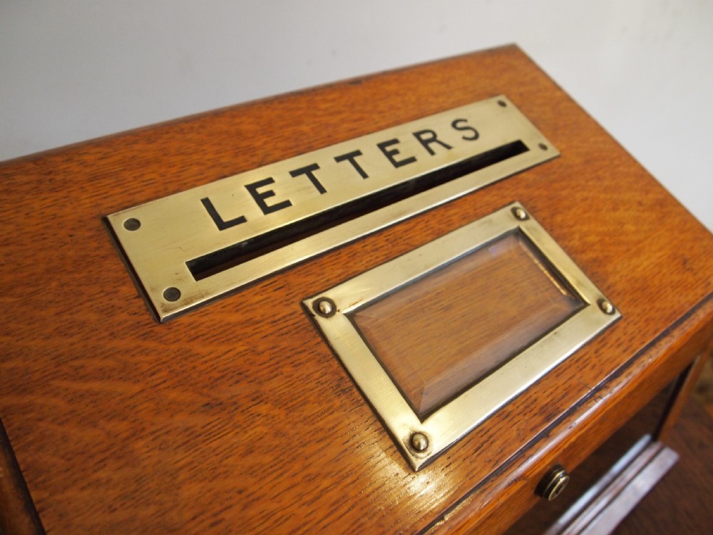 Rare Victorian letter box J C Vickery London Oak c1890 View II