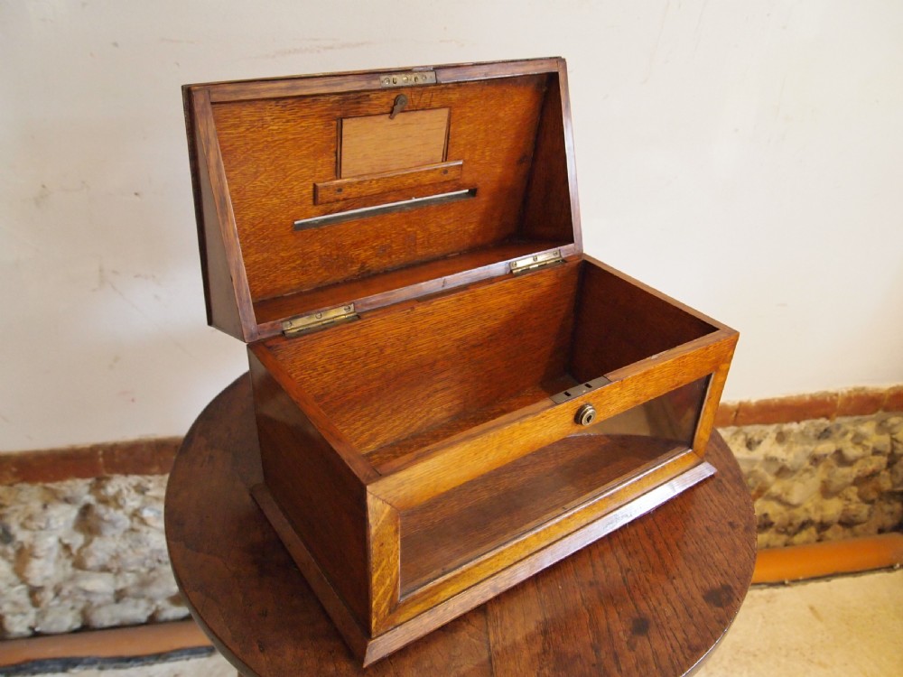 Rare Victorian letter box J C Vickery London Oak c1890 View VI