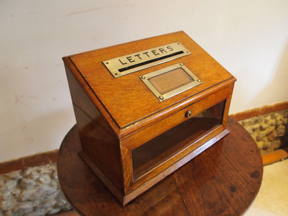 Rare Victorian letter box J C Vickery London Oak c1890 View VII