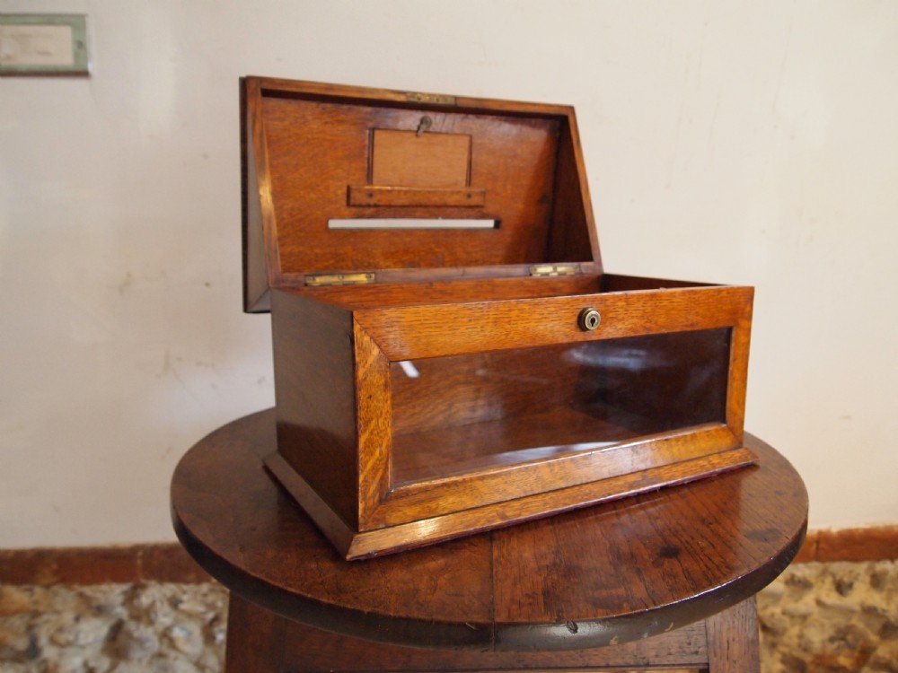 Rare Victorian letter box J C Vickery London Oak c1890 View VIII