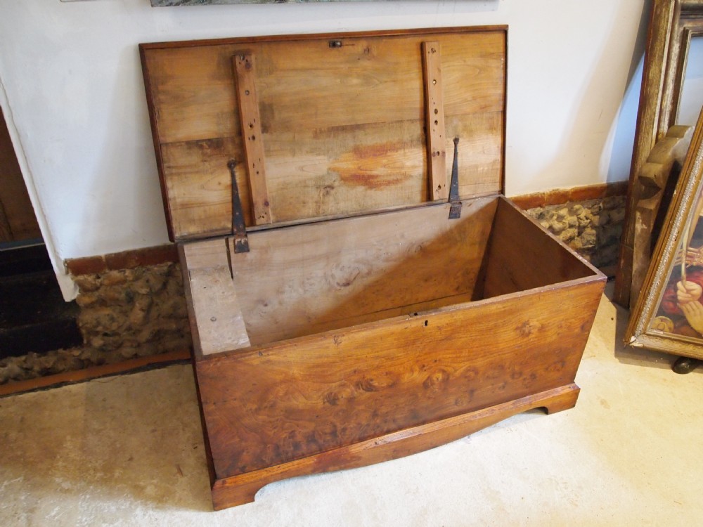 Rare George III Burr Elm trunk chest box c1800 View VI