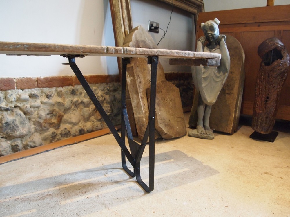 Bench settle pew folding French c1920 View III