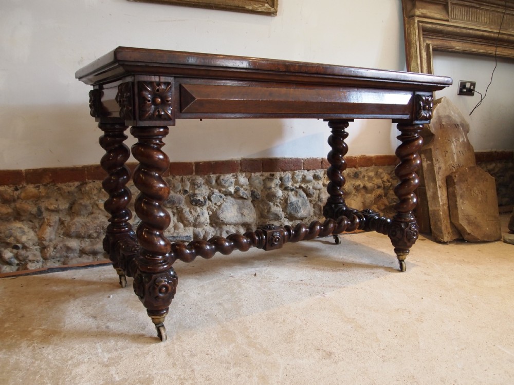 Writing table secret drawers side hall console Victorian Oak c1880