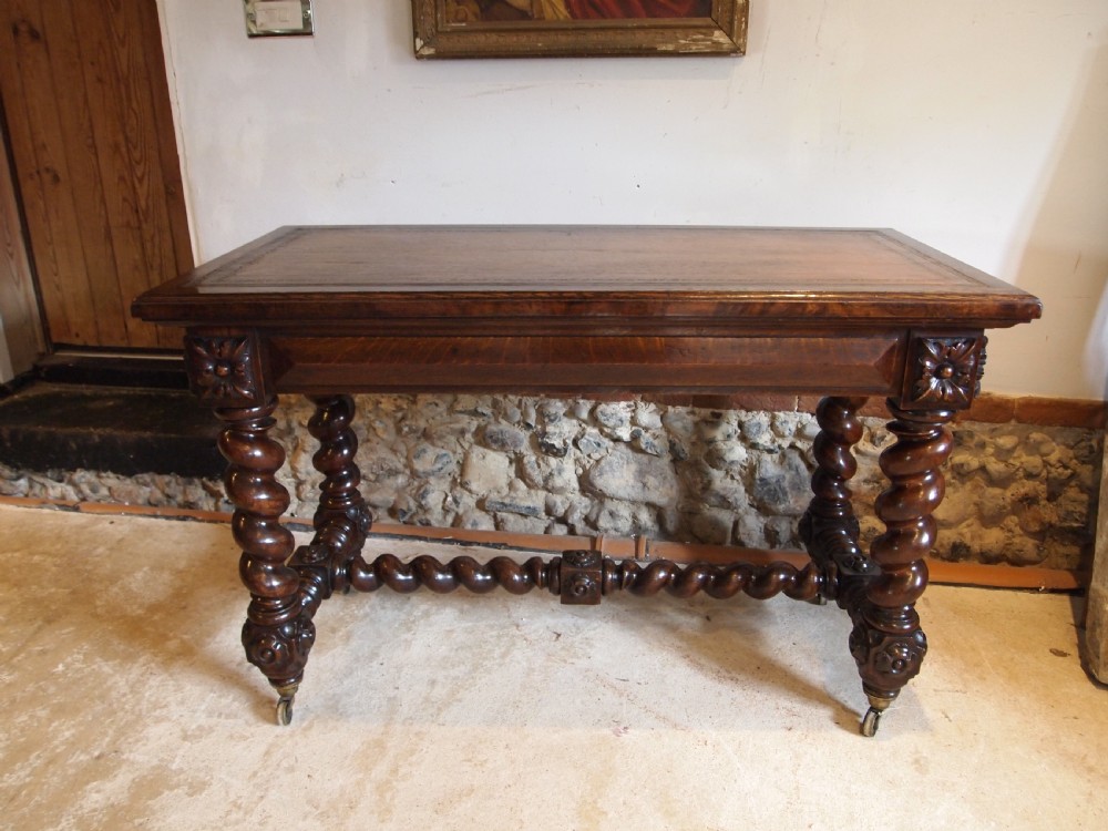 Writing table secret drawers side hall console Victorian Oak c1880 View III