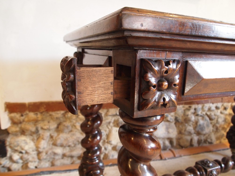 Writing table secret drawers side hall console Victorian Oak c1880 View IV