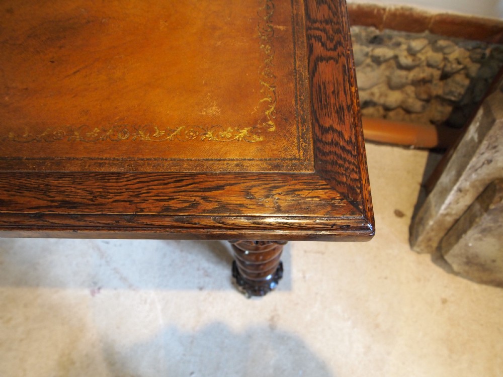 Writing table secret drawers side hall console Victorian Oak c1880 View VIII
