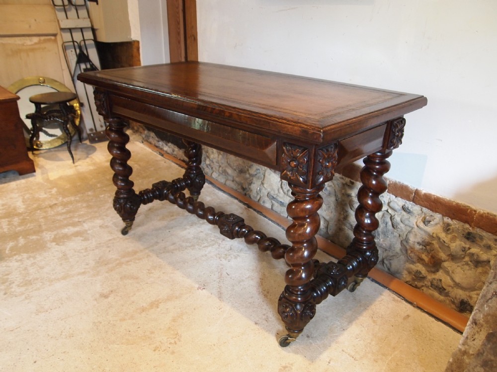 Writing table secret drawers side hall console Victorian Oak c1880 View IX