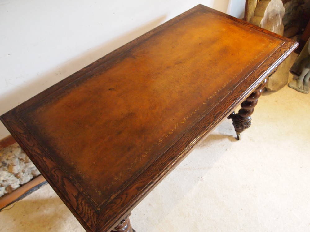 Writing table secret drawers side hall console Victorian Oak c1880 View X