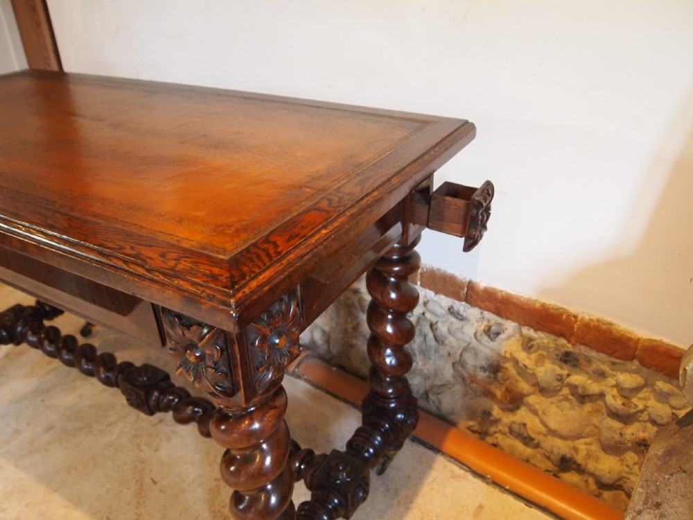 Writing table secret drawers side hall console Victorian Oak c1880 View XI