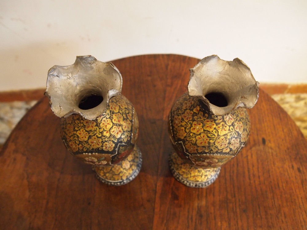 Vases fine pair of 19th century Kashmiri vases c1890 View II