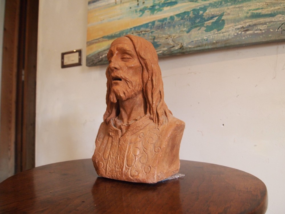 Terracotta hand sculptured bust solid c1900