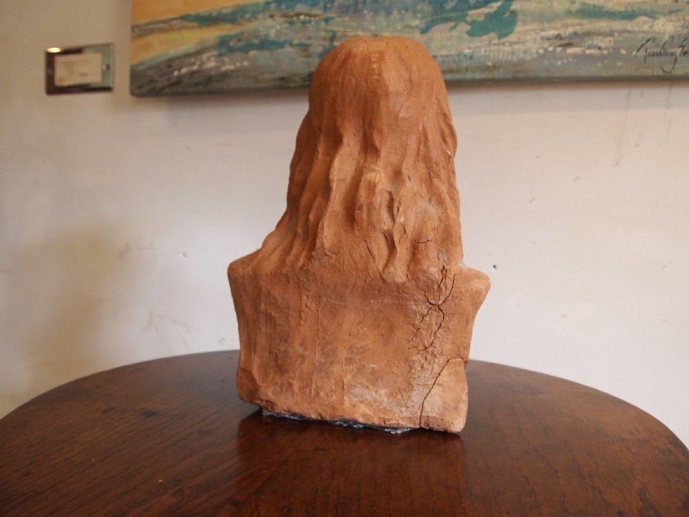 Terracotta hand sculptured bust solid c1900 View V