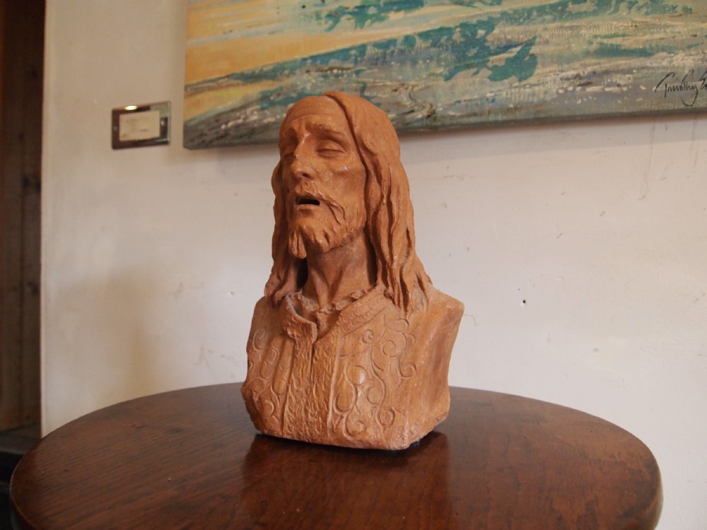 Terracotta hand sculptured bust solid c1900 View VIII