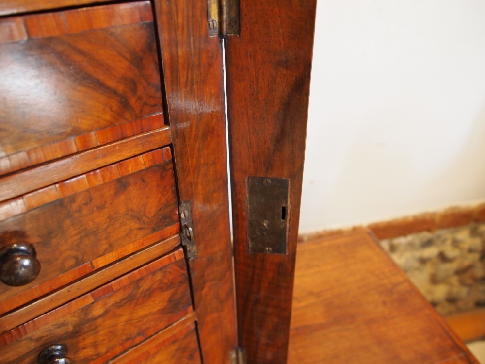 Rare miniature Walnut Wellington chest of collectors drawers c1870 View XI