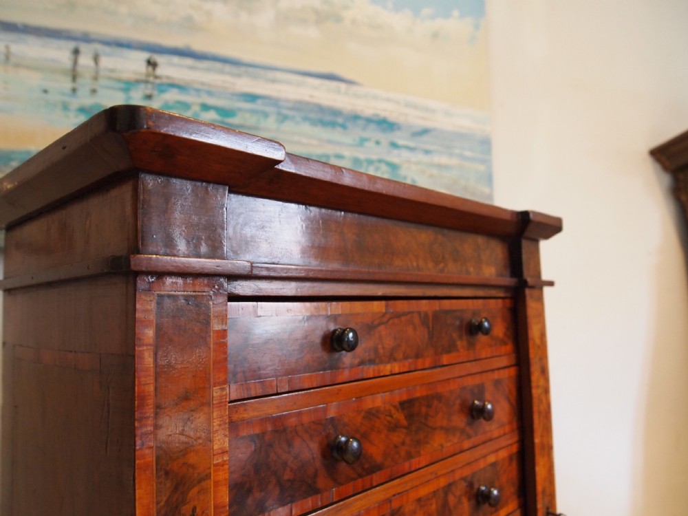 Rare miniature Walnut Wellington chest of collectors drawers c1870 View XIII