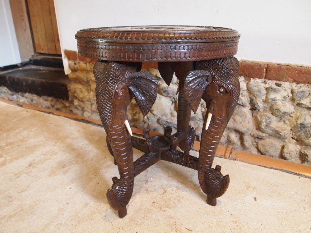 Table carved Burmese Padouk Elephant table c1900 View III