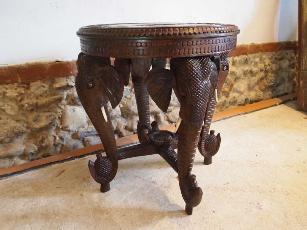 Table carved Burmese Padouk Elephant table c1900 View VI
