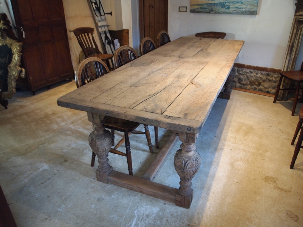 Table refectory Oak farmhouse dining seats 10 c1850 View II