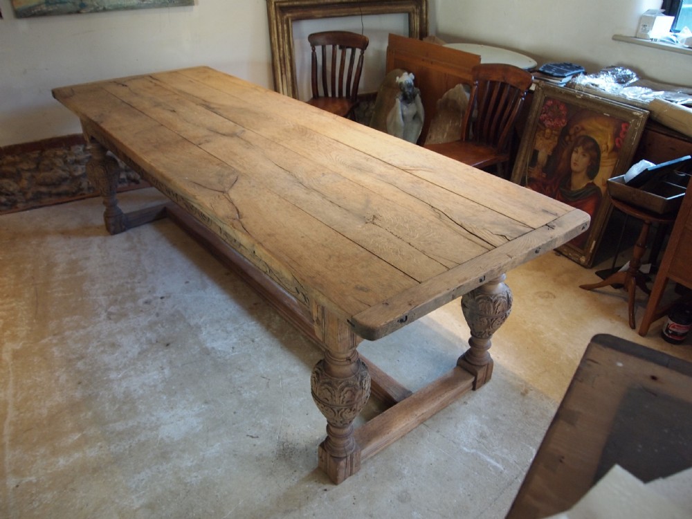 Table refectory Oak farmhouse dining seats 10 c1850 View VI