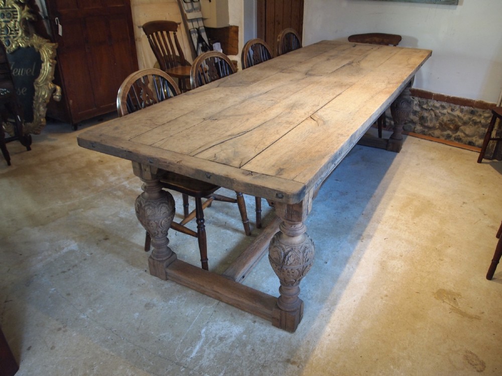 Table refectory Oak farmhouse dining seats 10 c1850 View VII