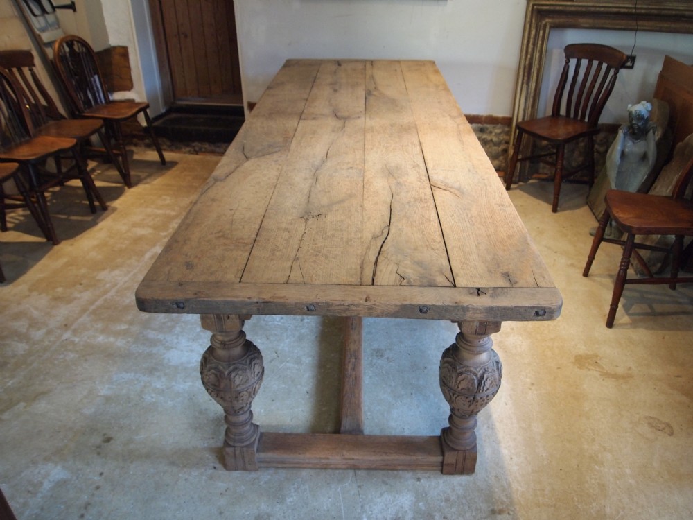 Table refectory Oak farmhouse dining seats 10 c1850 View VIII