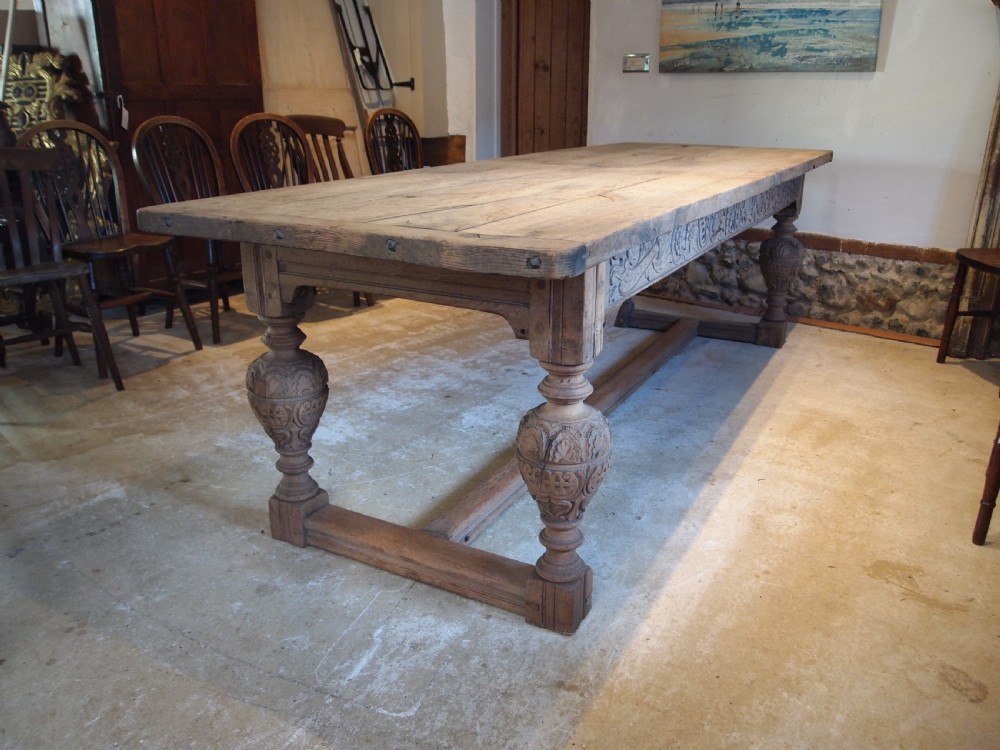 Table refectory Oak farmhouse dining seats 10 c1850 View X