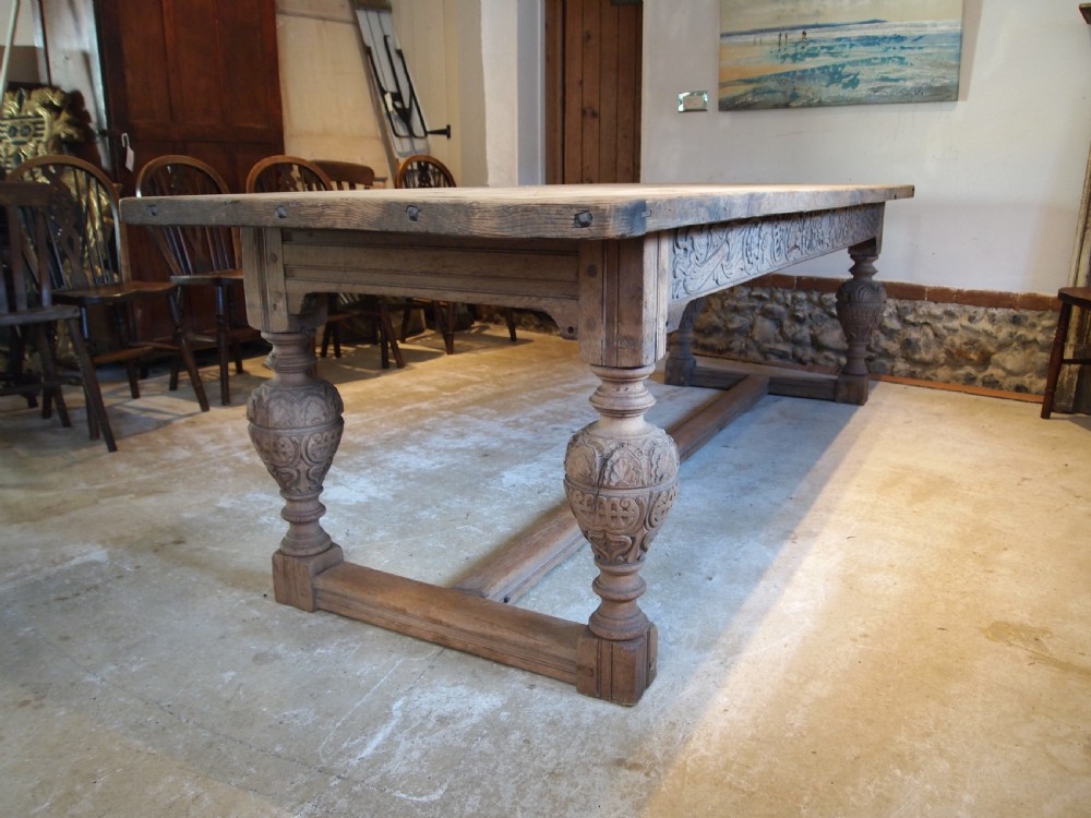 Table refectory Oak farmhouse dining seats 10 c1850 View XI