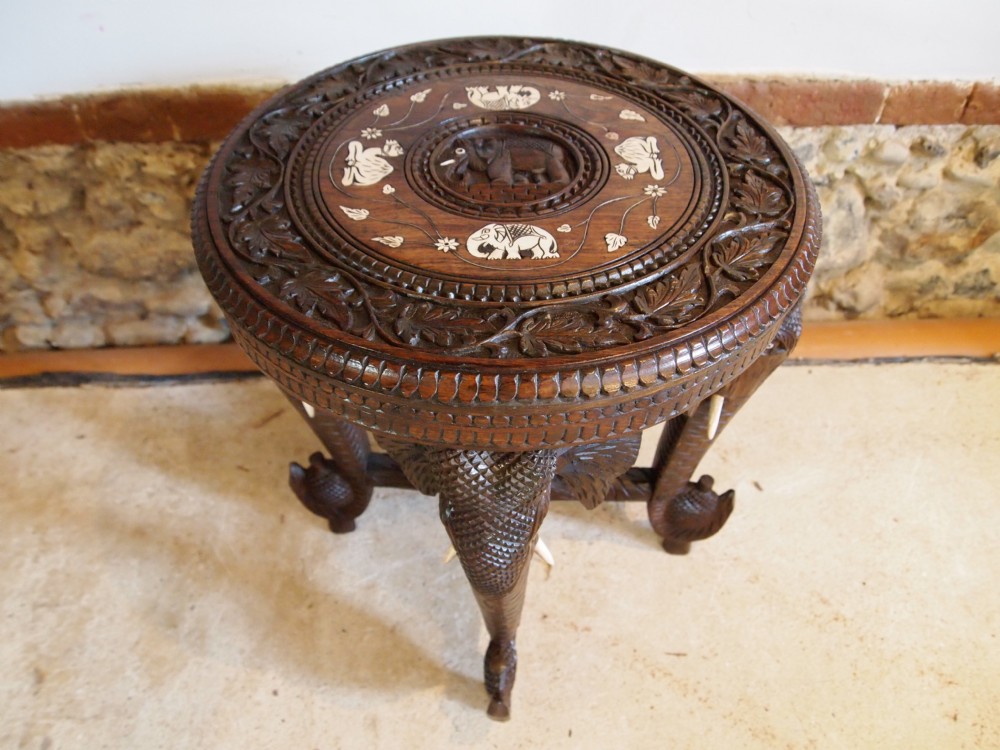 Table carved Burmese Padouk Elephant table c1900