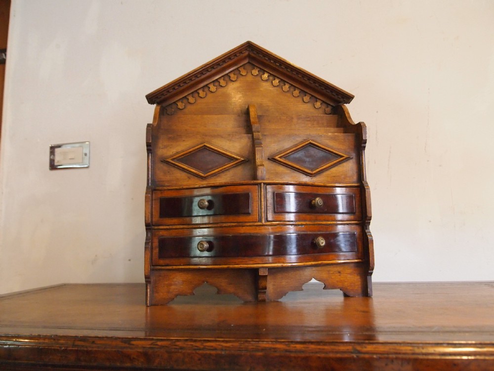 Rare miniature apprentice dresser Victorian Oak c1860 View IX