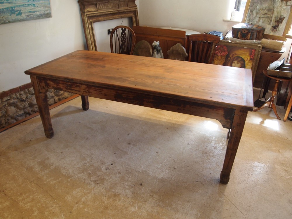 Table refectory farmhouse Victorian Pine rustic seats 8 c1880