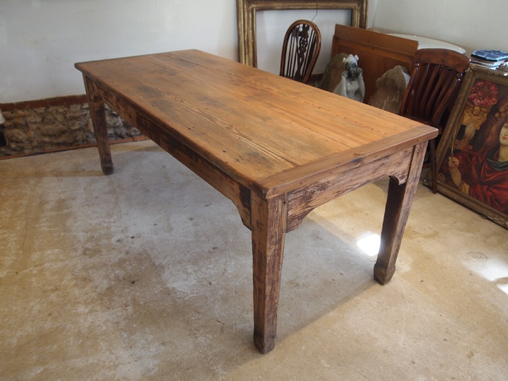 Table refectory farmhouse Victorian Pine rustic seats 8 c1880 View III